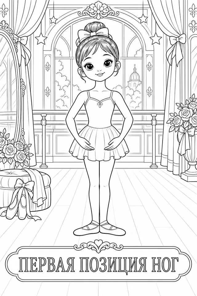 Новая раскраска «Первая позиция ног» из игры Lil Ballerine